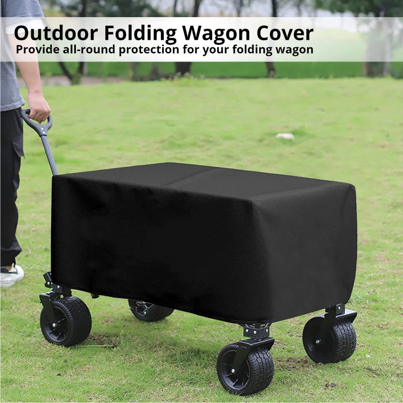 BATTIPAW Outdoor Folding Wagon Cover 600D Oxford Cloth Protective Cover Waterproof Garden Wagon Cart Cover Heavy-Duty Dustproof Cover for Collapsible Wagon Carts (600D) - Image 3